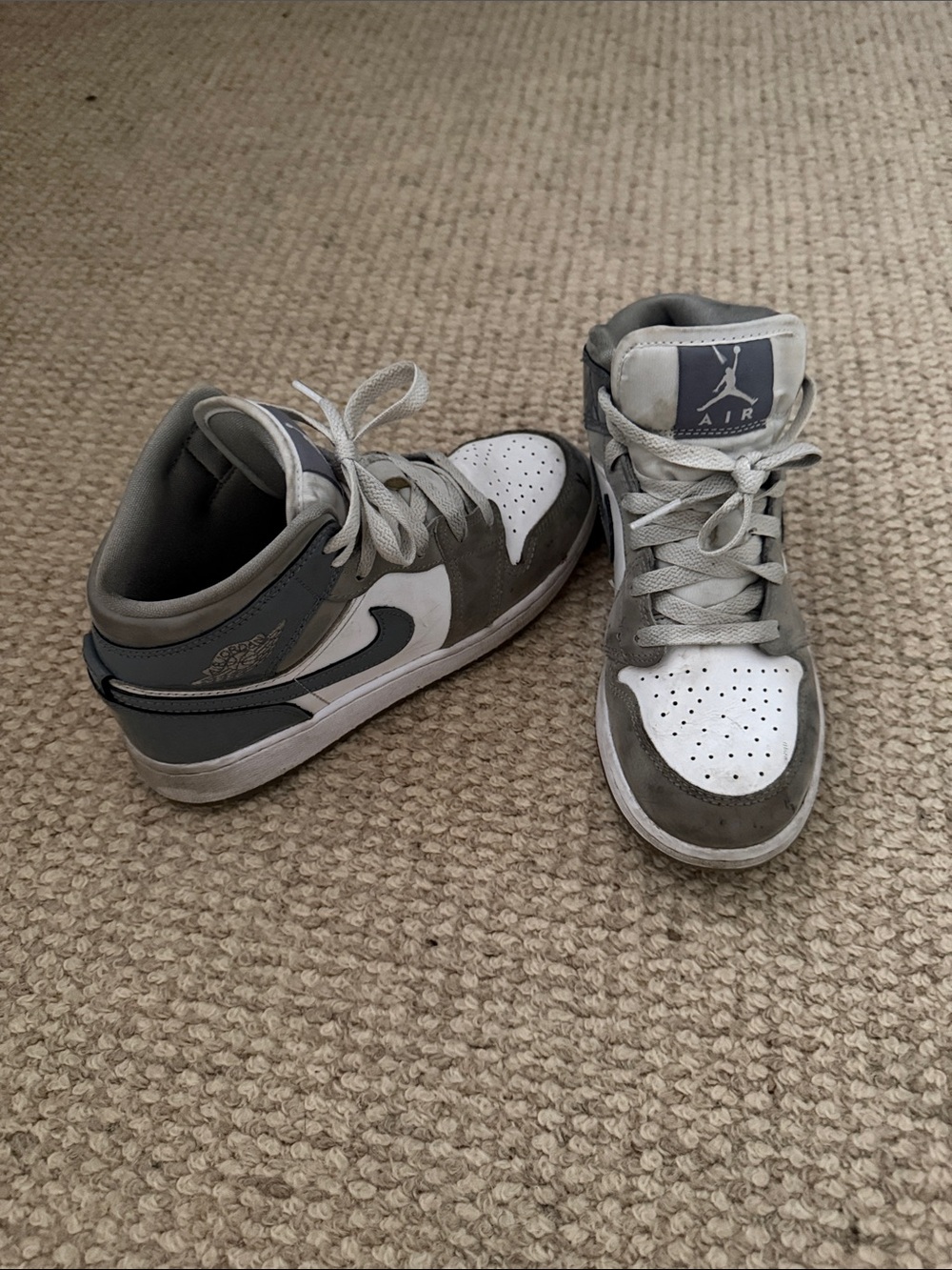 Jordan Mid-Top Sneakers in Gray and White